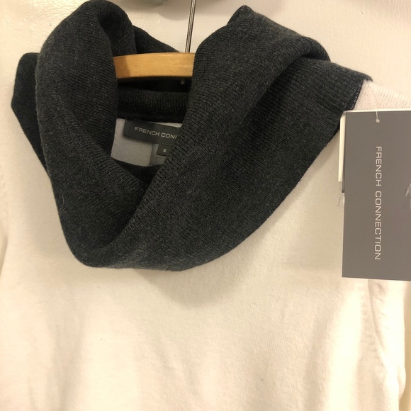 NWT white + charcoal grey cowl neck - size small - Picture 1 of 3